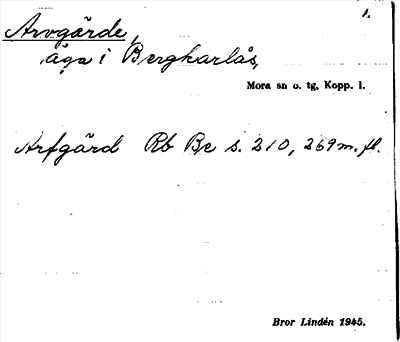Bild på arkivkortet för arkivposten Arvgärde