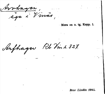 Bild på arkivkortet för arkivposten Arvhagen