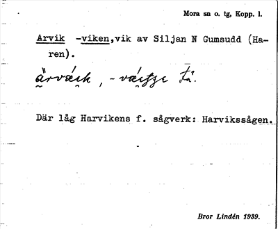 Bild på arkivkortet för arkivposten Arvik, -viken