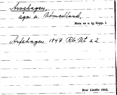 Bild på arkivkortet för arkivposten Arvshagen
