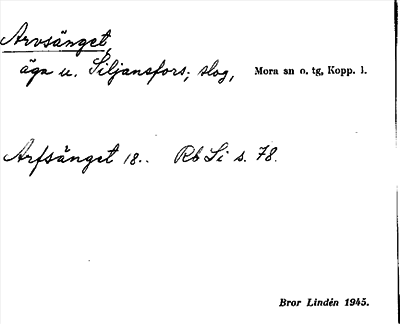 Bild på arkivkortet för arkivposten Arvsänget
