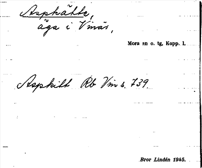Bild på arkivkortet för arkivposten Aspkätte