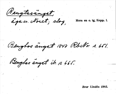 Bild på arkivkortet för arkivposten Bengtasänget