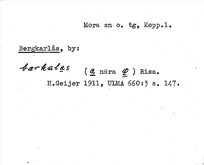 Bild på arkivkortet för arkivposten Bergkarlås