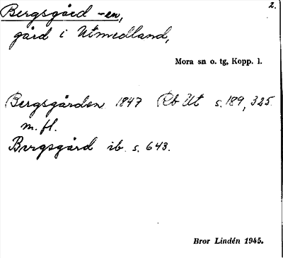 Bild på arkivkortet för arkivposten Bergsgård -en