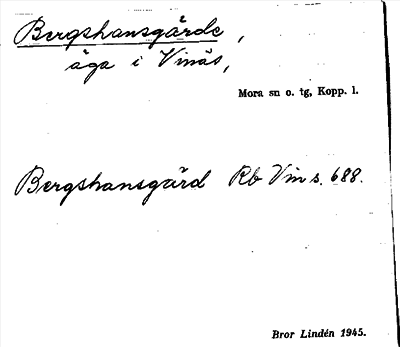 Bild på arkivkortet för arkivposten Bergshansgärde