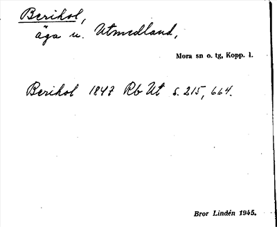 Bild på arkivkortet för arkivposten Berihol