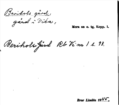 Bild på arkivkortet för arkivposten Berihols gård
