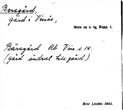 Bild på arkivkortet för arkivposten Bersgård