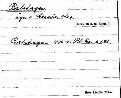 Bild på arkivkortet för arkivposten Betshagen