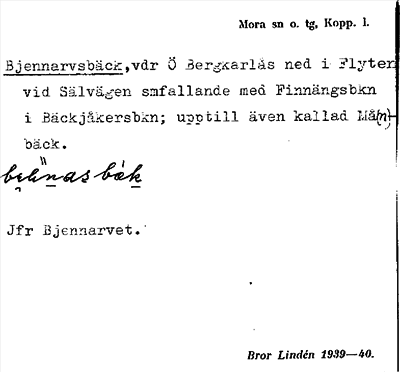 Bild på arkivkortet för arkivposten Bjennarvsbäck
