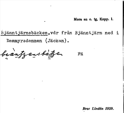 Bild på arkivkortet för arkivposten Bjänntjärnsbäcken