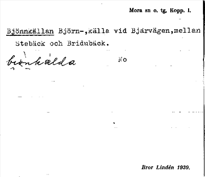 Bild på arkivkortet för arkivposten Bjönnkällan