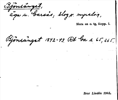 Bild på arkivkortet för arkivposten Bjönsänget