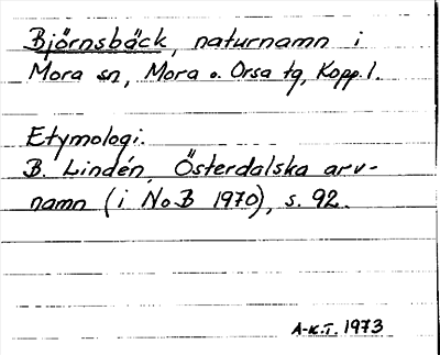 Bild på arkivkortet för arkivposten Björnsbäck