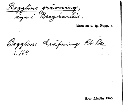 Bild på arkivkortet för arkivposten Bogglins grävning