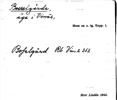 Bild på arkivkortet för arkivposten Bosselgärde