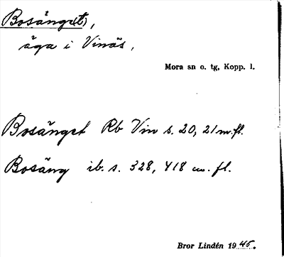 Bild på arkivkortet för arkivposten Bosänge(t)