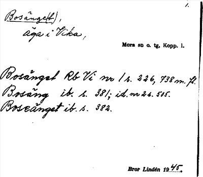 Bild på arkivkortet för arkivposten Bosänge(t)