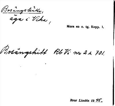 Bild på arkivkortet för arkivposten Bosängskätte
