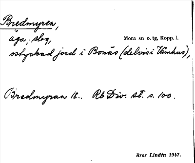 Bild på arkivkortet för arkivposten Bredmyren