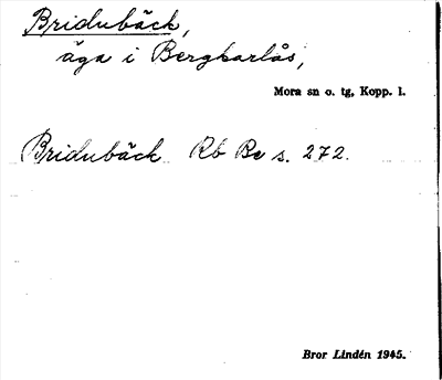Bild på arkivkortet för arkivposten Bridubäck