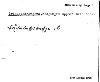Bild på arkivkortet för arkivposten Bridubäcksängena