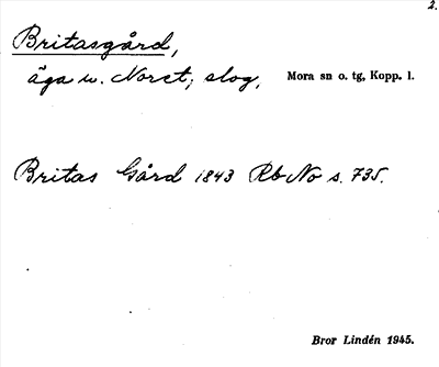Bild på arkivkortet för arkivposten Britasgård