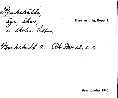 Bild på arkivkortet för arkivposten Brukskätte