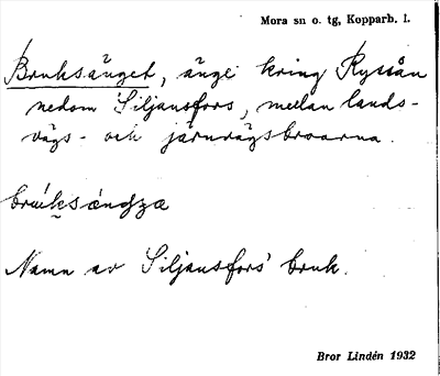 Bild på arkivkortet för arkivposten Bruksänget