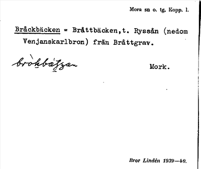 Bild på arkivkortet för arkivposten Bråckbäcken = Bråttbäcken