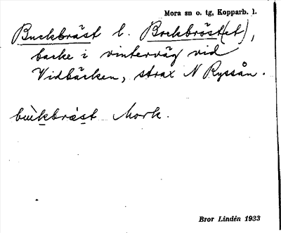Bild på arkivkortet för arkivposten Buckbräst l. Bockbröst