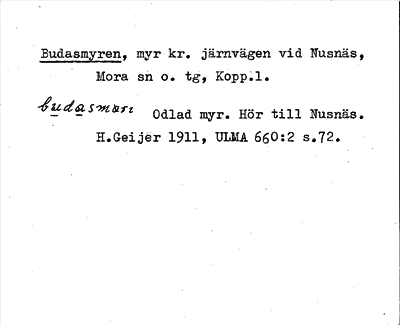 Bild på arkivkortet för arkivposten Budasmyren