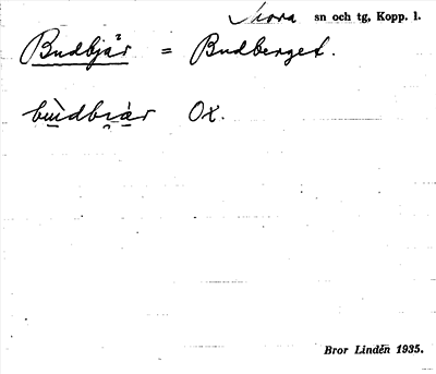 Bild på arkivkortet för arkivposten Budbjär = Budberget