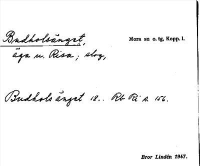 Bild på arkivkortet för arkivposten Budholsänget
