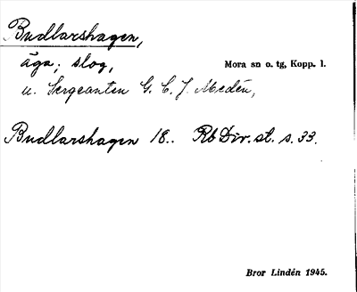 Bild på arkivkortet för arkivposten Budlarshagen