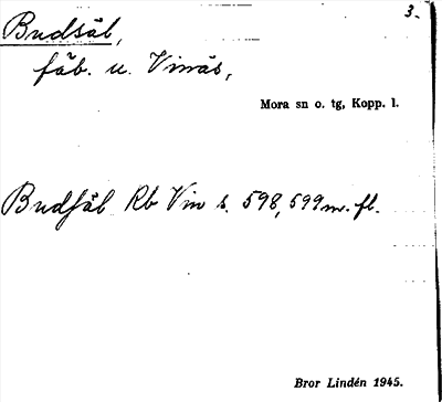 Bild på arkivkortet för arkivposten Budsäl