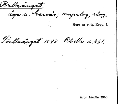 Bild på arkivkortet för arkivposten Bullaänget