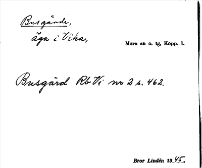 Bild på arkivkortet för arkivposten Busgärde