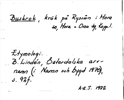 Bild på arkivkortet för arkivposten Buskrok