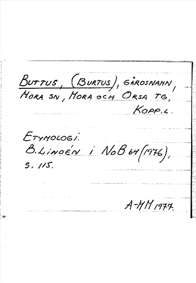 Bild på arkivkortet för arkivposten Buttus (Burtus)