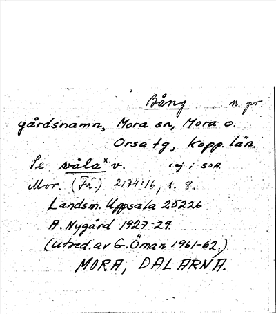 Bild på arkivkortet för arkivposten Bång