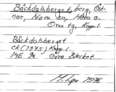 Bild på arkivkortet för arkivposten Bäckdalsberget