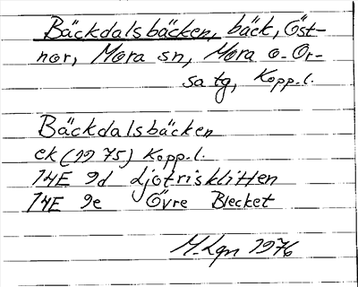 Bild på arkivkortet för arkivposten Bäckdalsbäcken