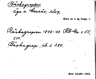 Bild på arkivkortet för arkivposten Bäckegrop(en)