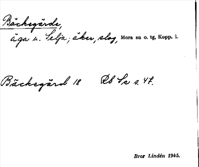 Bild på arkivkortet för arkivposten Bäckegärde