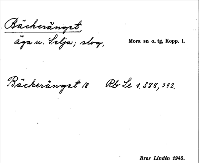 Bild på arkivkortet för arkivposten Bäckeränget