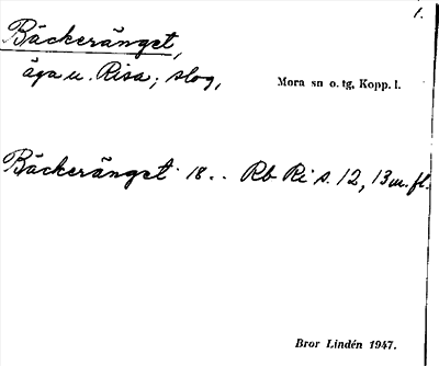 Bild på arkivkortet för arkivposten Bäckeränget