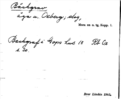 Bild på arkivkortet för arkivposten Bäckgrav