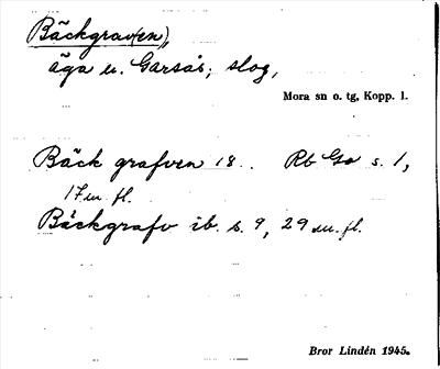 Bild på arkivkortet för arkivposten Bäckgrav(en)